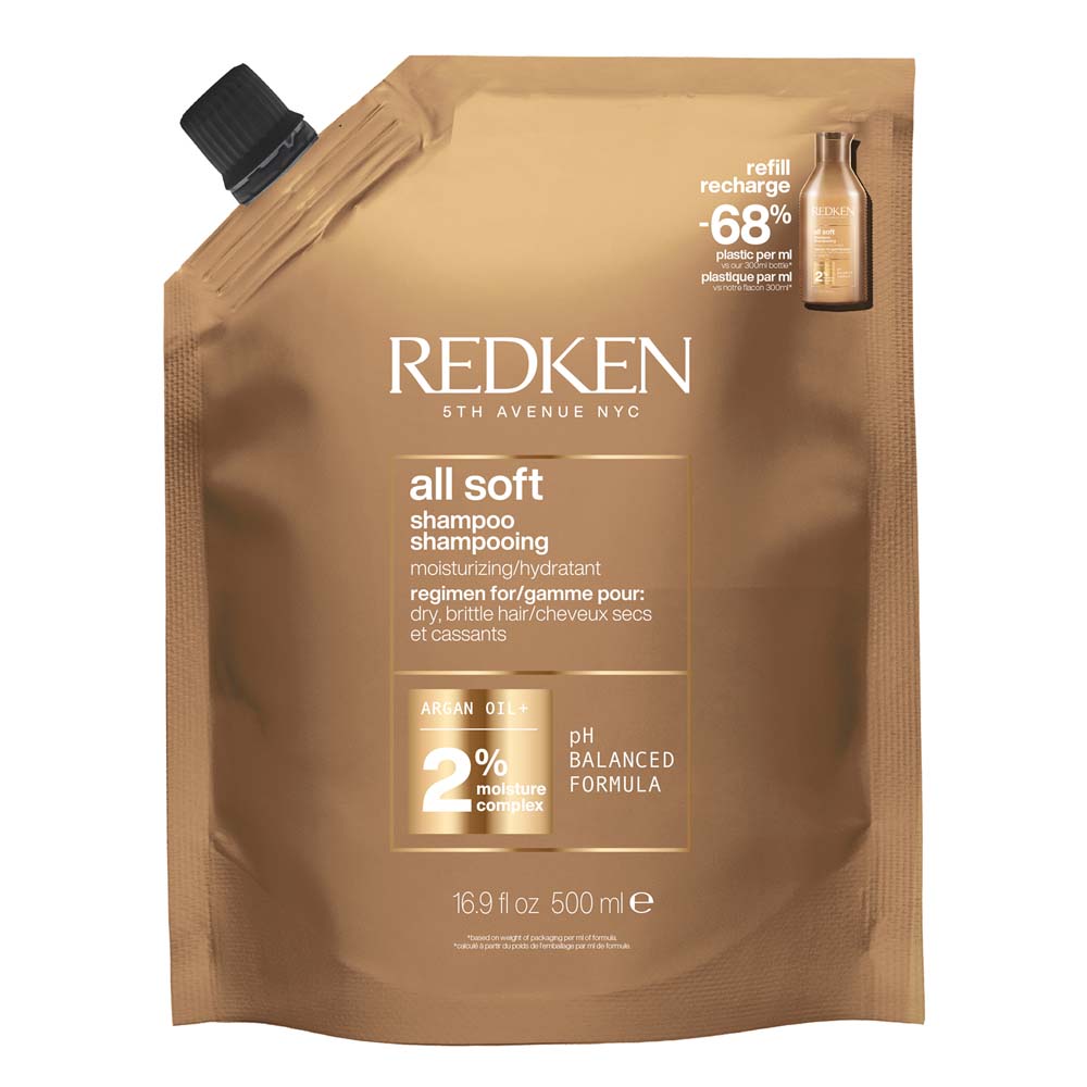 Levně Redken All Soft – Šampon pro suché a křehké vlasy s arganovým olejem (náplň) 500 ml