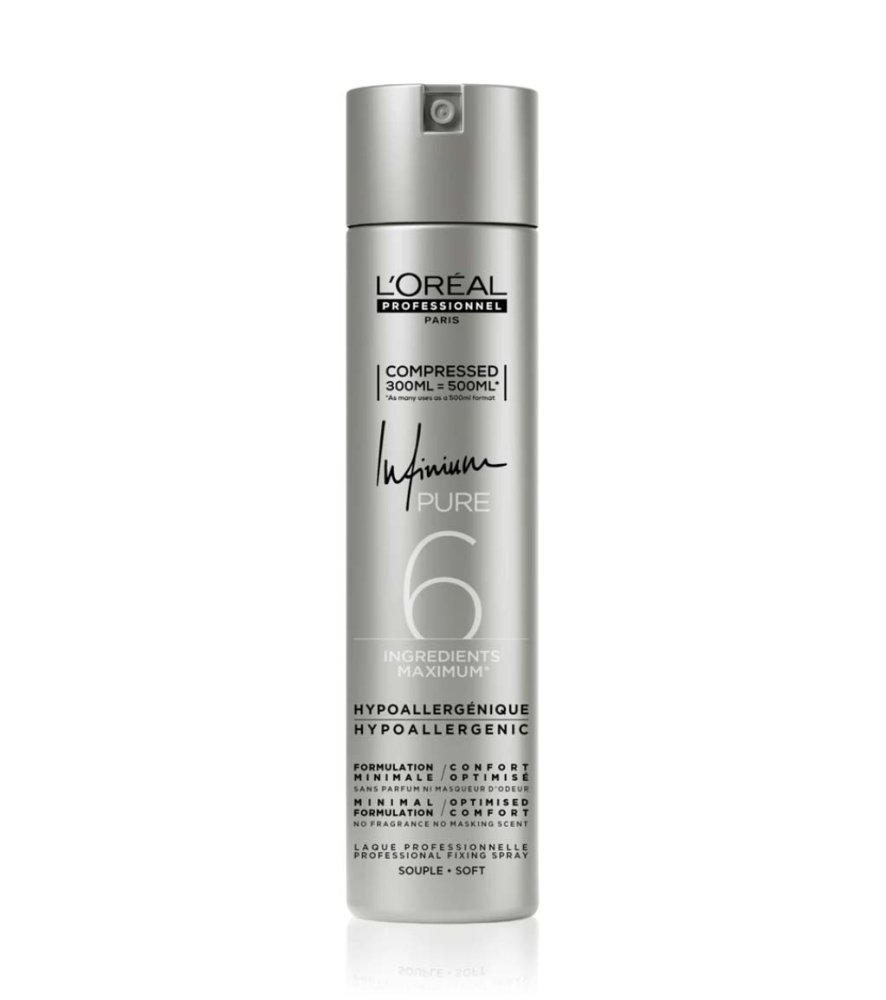 Levně L’Oréal Professionnel Infinium Pure Soft – Hypoalergenní Profesionální Lak na Vlasy 300 ml (Compressed = 500 ml)