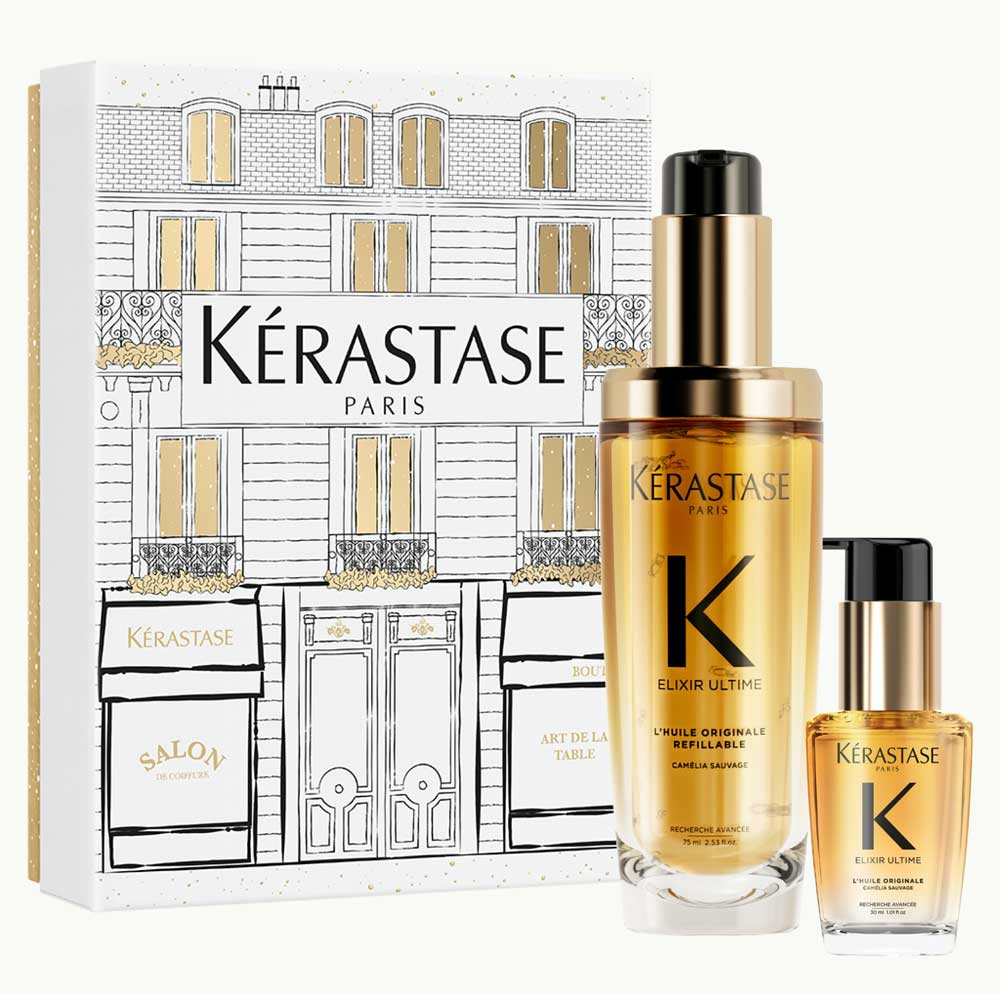 Kérastase Elixir Ultime Duo sada L'Huile Orginale Refillable doplnitelný univerzální zkrášlující olej 75 ml + olej 30 ml