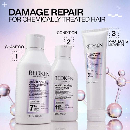 Redken Acidic Bonding Concentrate darčeková sada pre poškodené vlasy šampón 300 ml + kondicionér 300 ml + bezoplachová starostlivosť 150 ml