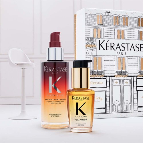 Kérastase Iconics dárková sada Magic Night sérum 90 ml + regenerační olej Elixir Ultime L'huile Originale 30 ml