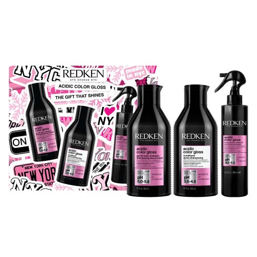 Redken Acidic Color Gloss Dream Big dárková sada pro barvené vlasy – šampon 300 ml + kondicionér 300 ml + bezoplachová péče 150 ml