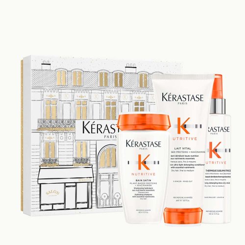 Kérastase Nutritive Geschenkset Bain Satin 250 ml + Conditioner Lait Vital 200 ml + Hitzeschutzspray 150 ml