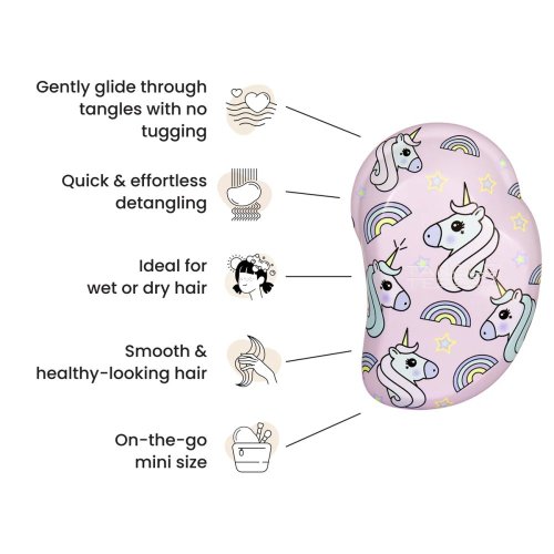 Tangle Teezer Original Mini Unicorn Magic Print – dětský mini kartáč na mokré i suché vlasy bez tahání