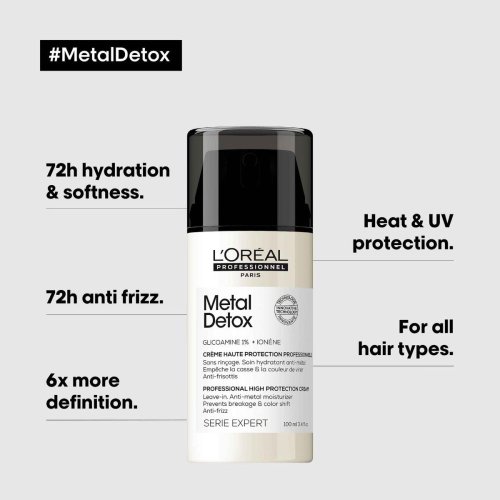 L’Oréal Professionnel Serie Expert Metal Detox 100 ml – stärkende Creme mit Hitze- und Frizz-Schutz