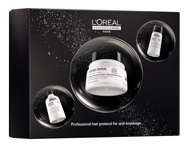 L’Oréal Professionnel Metal Detox sada pre poškodené vlasy – šampón 300 ml + maska 250 ml + ochranný krém 100 ml