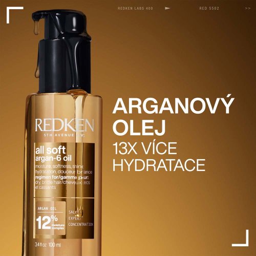 Redken All Soft Argan-6 Multi-Benefit Oil – Víceúčelový arganový olej pro suché vlasy 100 ml