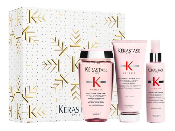 Kérastase Genesis Geschenkset gegen Haarverlust durch Haarbruch – Shampoo 250 ml + Conditioner 200 ml + Hitzeschutzspray 150 ml