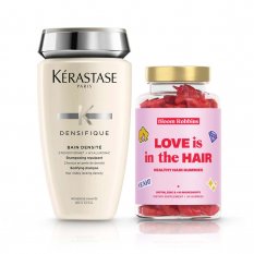 Set Kérastase Densifique Bain Densité šampon 250 ml + Bloom Robbins LOVE is in the HAIR Healthy hair gummies gumíky pro výživu vlasů 60 ks