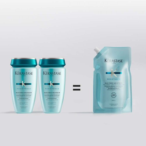 Kérastase Résistance Bain Force Architecte – obnovující šamponový koupel pro poškozené a lámavé vlasy 500 ml (náplň)