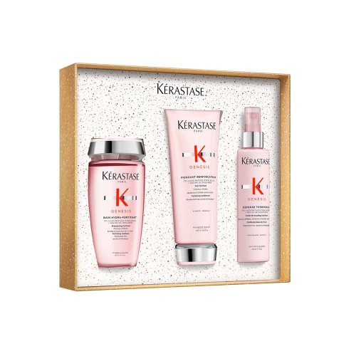 Kérastase Genesis Geschenkset gegen Haarausfall Shampoo Bain Hydra-Fortifiant 250 ml + Haarspülung 200 + Spray ohne Ausspülen 150 ml