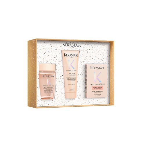 Kérastase Gloss Absolu darčeková sada – šampón Bain Hydra-Gloss 80 ml + kondicionér Fondant Hydra-Gloss 75 ml + rozjasňujúci olej Glaze Drops 45 ml