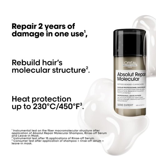 L'Oréal Professionnel Absolut Repair Molecular Leave-In Mask 100 ml – Leave-In Maske für geschädigtes Haar