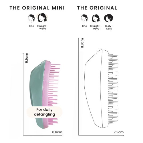 Tangle Teezer Original Mini Teal and Rosebud – detská mini kefa na mokré aj suché vlasy bez ťahania