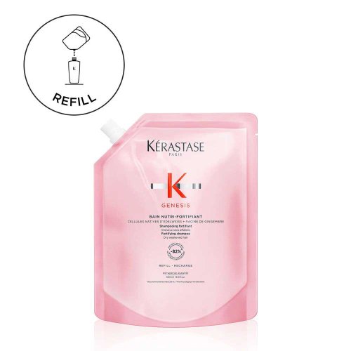 Kérastase Genesis Bain Nutri-Fortifiant – nährendes Shampoo gegen Haarbruch für trockenes Haar, Nachfüllpack 500 ml