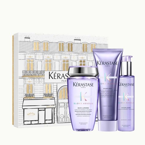 Kérastase Blond Absolu Geschenkset Shampoo Bain Lumiere 250 ml + Pflege Cicaflash 250 ml + Serum Cicaplasme 150 ml