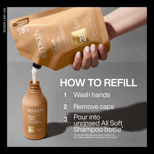 Redken All Soft – Shampoo für trockenes, brüchiges Haar mit Arganöl (Nachfüllpack) 500 ml