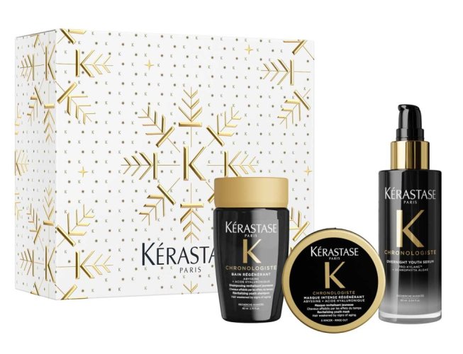 Kérastase Chronologiste Geschenkset zur Revitalisierung der Haare – Bain Régénérant Shampoo 80 ml + Masque Intense Régénérant 75 ml + Overnight Youth Serum 90 ml