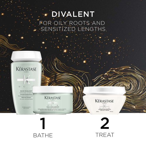 Kérastase Specifique Set Bain Divalent 250 ml + Masque Réhydratant 200 ml + Argile Équilibrante Detox-Tonerde 250 ml