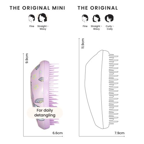Tangle Teezer Original Mini Unicorn Magic Print – dětský mini kartáč na mokré i suché vlasy bez tahání