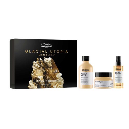 L'Oréal Professionnel Absolut Repair Gold Quinoa + Protein Set für strapaziertes Haar Shampoo 300 ml + Maske 250 ml + Öl 90 ml