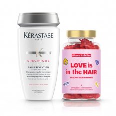 Set Kérastase Bain Prevention šampón proti padaniu vlasov 250 ml + Bloom Robbins LOVE is in the HAIR Healthy hair gummies gumíky pre výživu vlasov 60ks