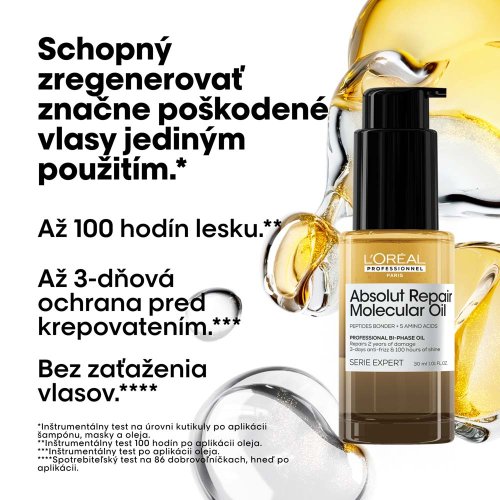 L’Oréal Professionnel Absolut Repair Molecular Dual Oil 30 ml – regenerační dvoufázový olej pro poškozené vlasy