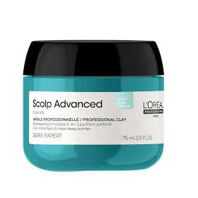 L'Oréal Professionnel Scalp Advanced Anti-Oiliness 2 in 1 clay čistící šampon-maska cestovní balení 75 ml
