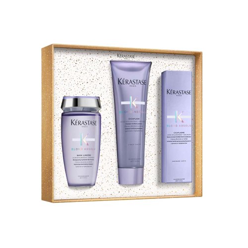 Kérastase Blond Absolu Geschenkset Shampoo Bain Lumiere 250 ml + Pflege Cicaflash 250 ml + Serum Cicaplasme 150 ml
