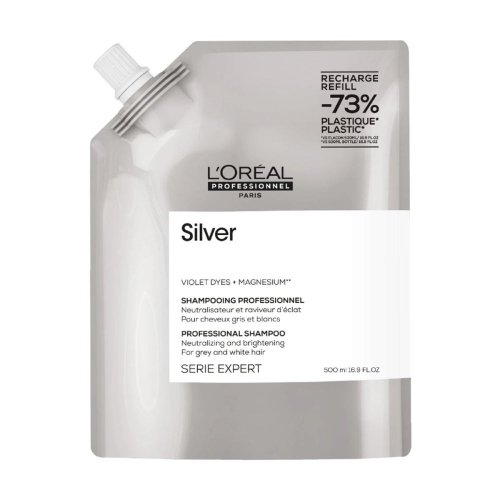 L'Oréal Professionnel Silver Shampoo Refill 500 ml – Nachfüllpack neutralisierendes Shampoo für blondes & silbergraues Haar