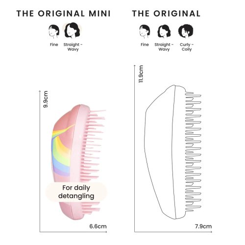 Tangle Teezer The Original MINI Rainbow The Unicorn – dětský mini kartáč na mokré i suché vlasy bez tahání