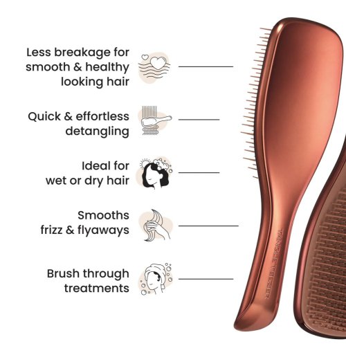 Tangle Teezer The Ultimate Detangler Chrome Chocolate Bronze – professionelle Bürste für nasses Haar ohne Ziepen und Haarbruch