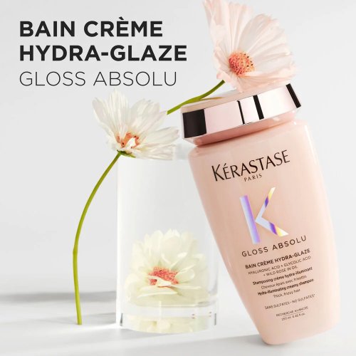 Kérastase Gloss Absolu Bain Crème Hydra-Glaze Shampoo 250 ml – Feuchtigkeits- & Glanz-Shampoo-Bad für dickes, frizziges Haar