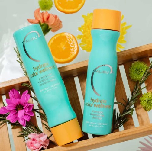 Malibu Hydrate Color Wellness Collection Shampoo 266 ml + Conditioner 266 ml + Wellness Sachets 4 Stück Geschenkset