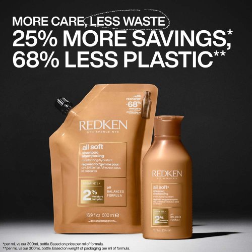Redken All Soft šampón pre suché a krehké vlasy s argánovým olejom (náplň) 500 ml