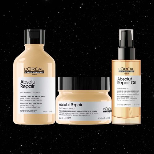 L’Oréal Professionnel Absolut Repair Meteora sada – šampon 300 ml + maska 250 ml + olej 90 ml