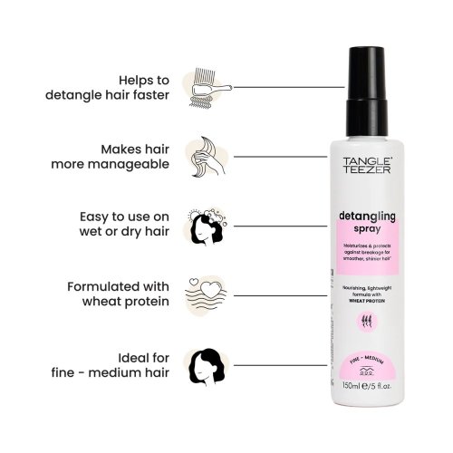 Tangle Teezer Everyday Detangling Spray 150 ml – rozčesávací sprej s pšeničným proteínom pre jemné až normálne vlasy