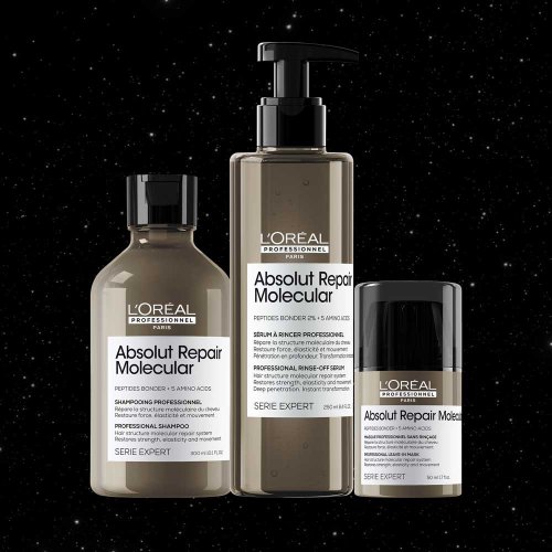 L'Oréal Professionnel Serie Expert Absolut Repair Molecular Trio Set für geschädigtes Haar Shampoo 300 ml + Serum 250 ml + Leave-in Pflege 50 ml