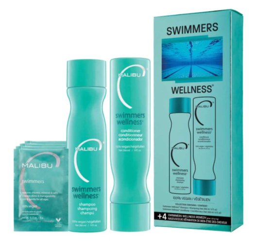 Malibu C Swimmers Wellness Collection šampón 266 ml + kondicionér 266 ml + wellness sáčky 4 ks darčeková sada