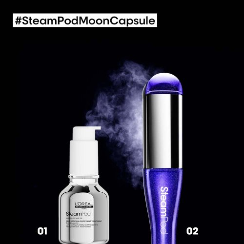 L’Oréal Professionnel SteamPod 4 Moon Capsule profesionální multifunkční parní žehlička na vlasy + pouzdro Limitovaná edice