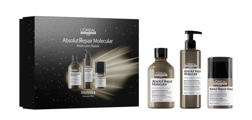 L'Oréal Professionnel Serie Expert Absolut Repair Molecular Trio Set für geschädigtes Haar Shampoo 300 ml + Serum 250 ml + Leave-in Pflege 50 ml
