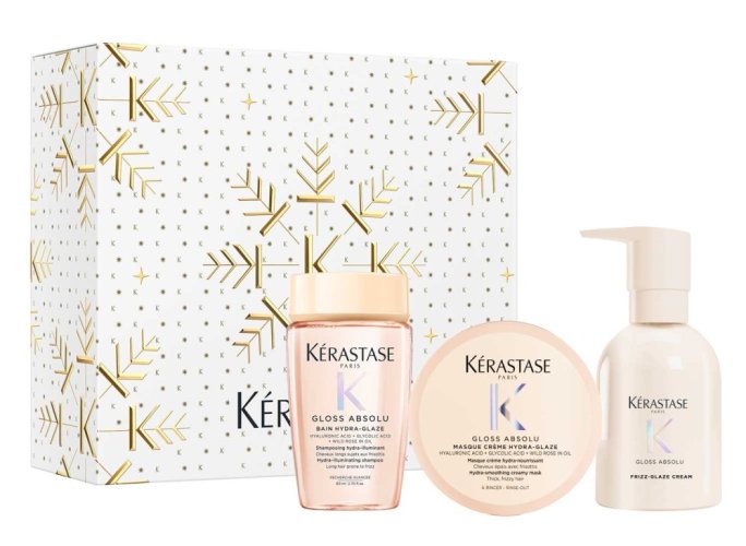 Kérastase Gloss Absolu Crème – sada proti krepatění silných vlasů, šampon 80 ml + maska 75 ml + krém 240 ml