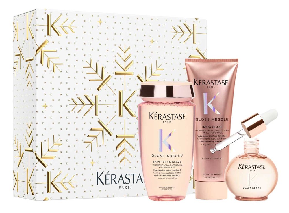 Kérastase Gloss Absolu dárková sada pro lesk a proti krepatění – šampon 250 ml + kondicionér 250 ml + olej Glaze Drops 45 ml
