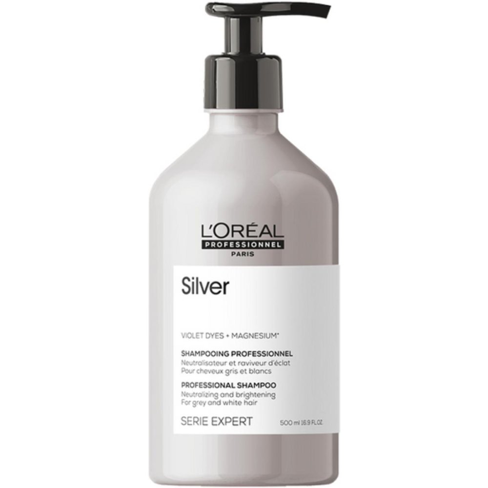 Levně L'Oréal Professionnel Silver shampoo 500 ml – neutralizační šampon pro blond, šedé a bílé vlasy