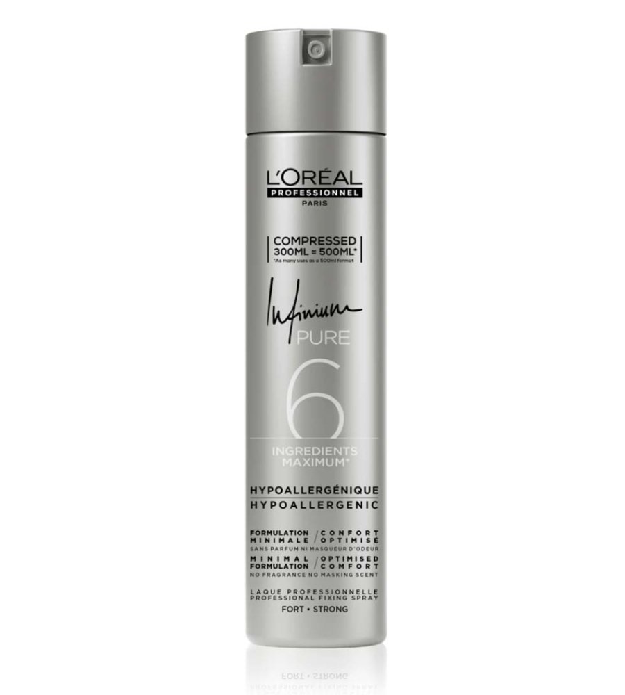 Levně L’Oréal Professionnel Infinium Pure Extra Strong – Hypoalergenní Profesionální Lak na Vlasy 300 ml (Compressed = 500 ml)