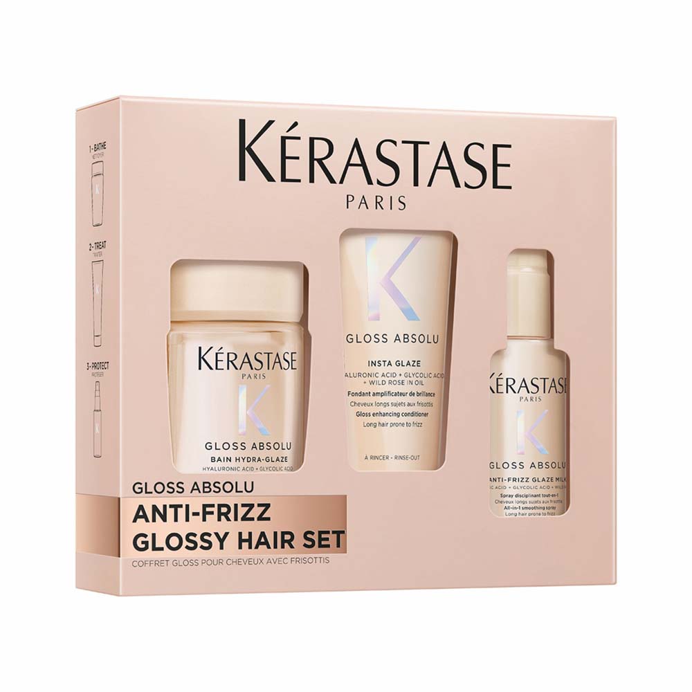 Levně Kérastase Gloss Absolu Discovery Set pro zářivý lesk vlasů – šampon Bain 80 ml + kondicionér Fondant 75 ml + mléko Milk 45 ml